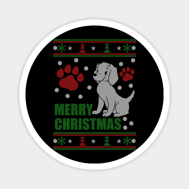 Merry Christmas dog ugly sweater Magnet by Him